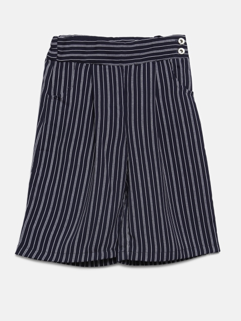 

Peppermint Girls Navy & Off-White Regular Fit Striped Culottes, Navy blue