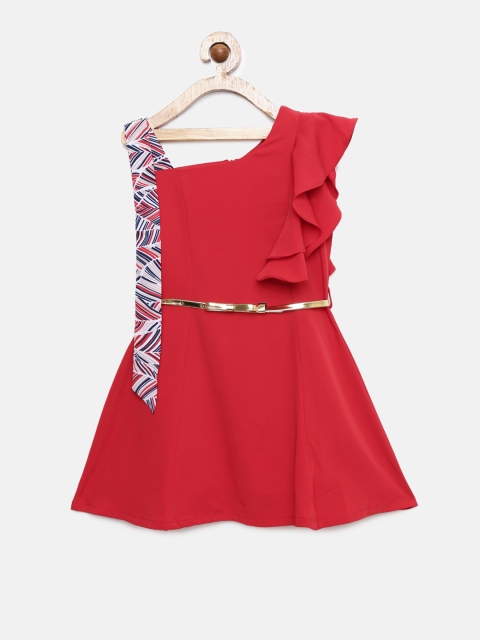 

Peppermint Girls Red Solid Fit and Flare Dress