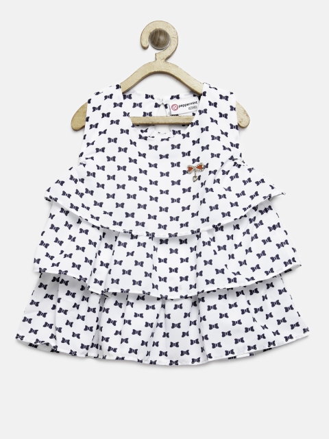 

Peppermint Girls White Printed A-Line Top