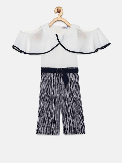 

Peppermint Girls Navy Blue & White Striped Culotte Jumpsuit