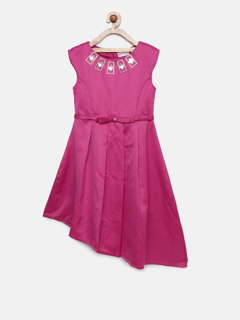 

Peppermint Girls Pink Solid Fit and Flare Dress