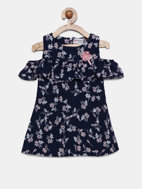 

Peppermint Girls Navy Blue Printed A-Line Dress