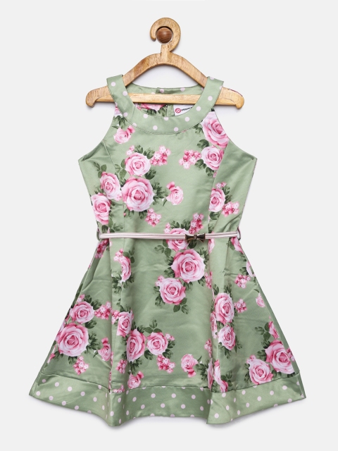 

Peppermint Girls Green Printed A-Line Dress