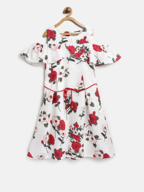 

Peppermint Girls Off-White & Red Floral Print Fit & Flare Dress