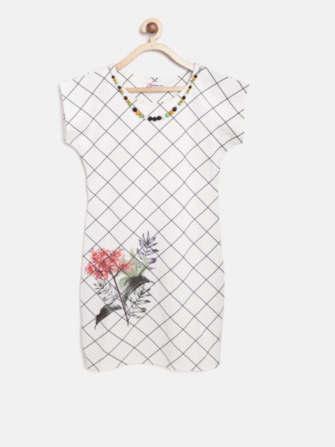 

Peppermint Girls Off-White Checked Sheath Dress