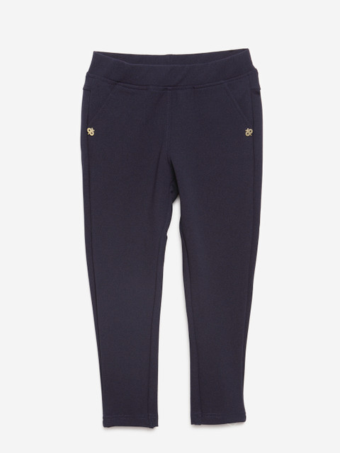 

Peppermint Girls Navy Blue Solid Jeggings