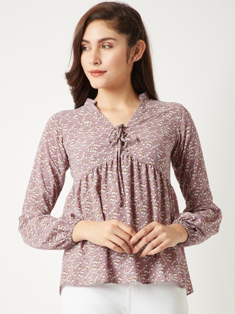 

Miss Chase Women Mauve Printed Empire Top