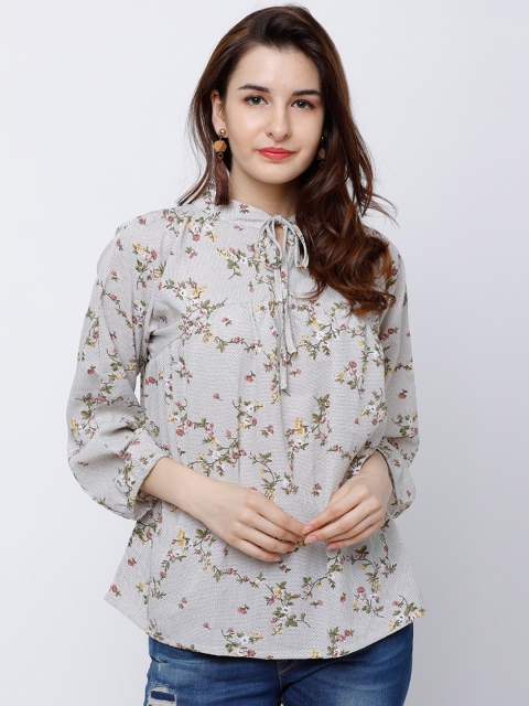 

Tokyo Talkies Women Cream-Coloured Printed A-Line Top