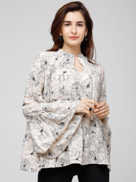 

Tokyo Talkies Women Cream-Coloured Printed A-Line Top