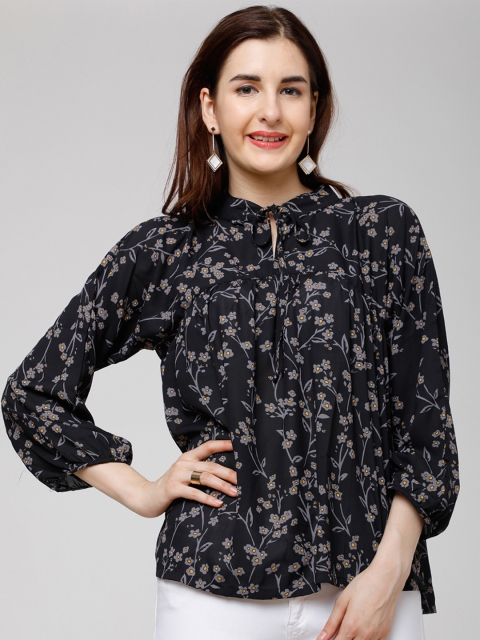 

Tokyo Talkies Women Black Printed A-Line Top