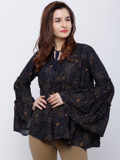 

Tokyo Talkies Women Navy Blue Printed A-Line Top