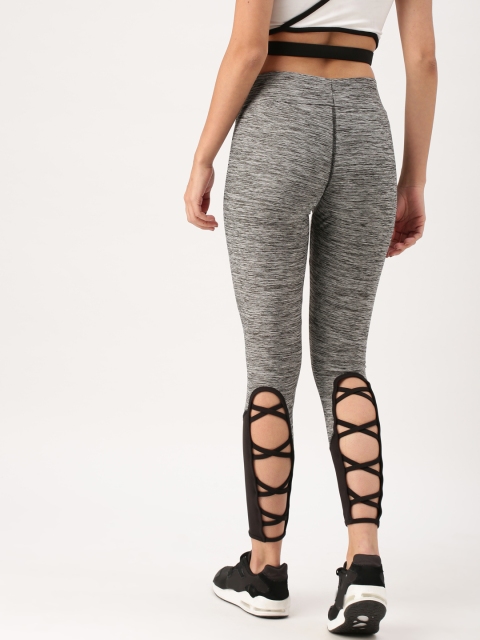

DressBerry Women Grey Melange Solid Tights with Criss-Cross Detail