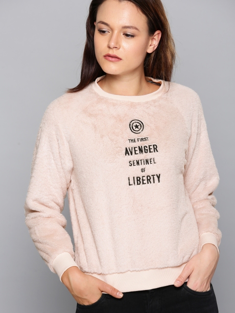 

Kook N Keech Marvel Women Pink Embroidered Captain America Sweatshirt
