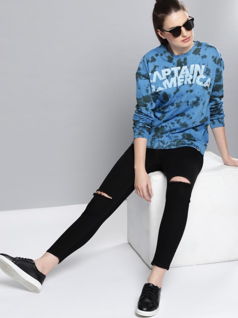 

Kook N Keech Marvel Women Blue Captain America Pinted Sweatshirt