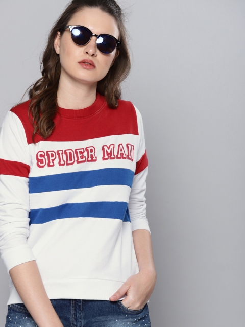 

Kook N Keech Marvel Women White & Red Colourblocked Sweatshirt