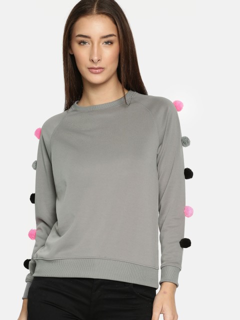 

Kook N Keech Women Grey Solid Sweatshirt