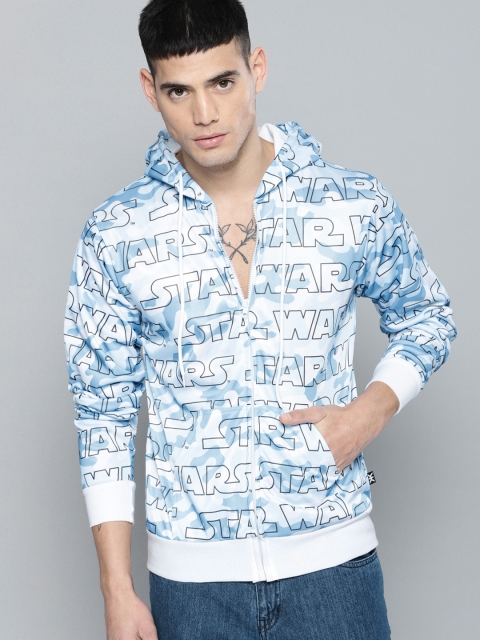 

Kook N Keech Star Wars Men Blue & White Printed Hooded Sweatshirt