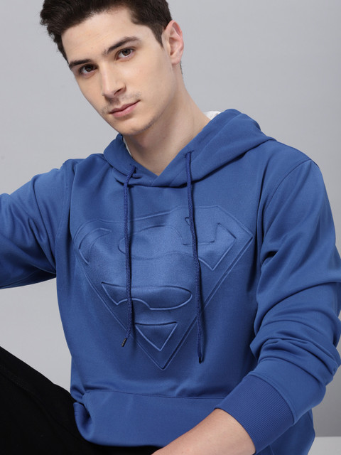 

Justice League Men Blue Solid Hooded Sweatshirt