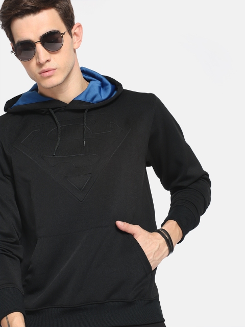 

Justice League Men Black Solid Hooded Sweatshirt