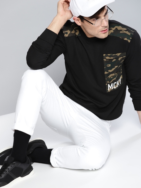 

Kook N Keech Disney Men Black Solid Sweatshirt with Camouflage Print Detail