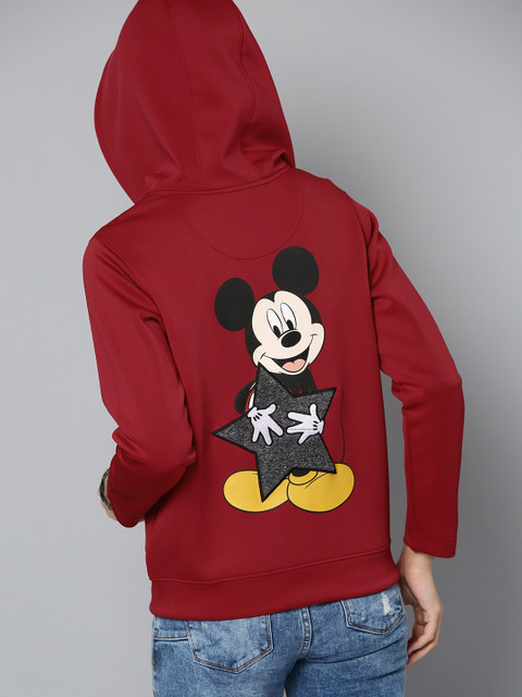 

Kook N Keech Disney Women Maroon Hooded Sweatshirt with Printed Back