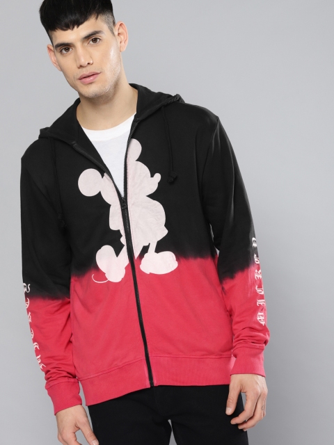

Kook N Keech Disney Men Black & Red Colourblocked Hooded Sweatshirt