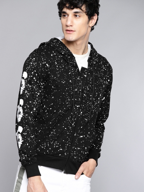

Kook N Keech Disney Men Black & White Printed Hooded Sweatshirt
