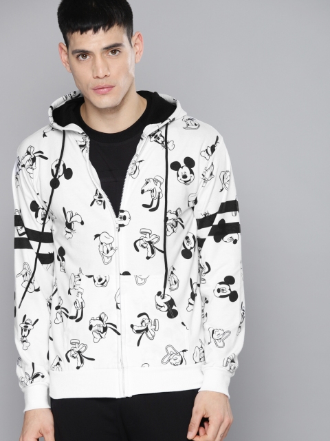 

Kook N Keech Disney Men White Printed Hooded Sweatshirt