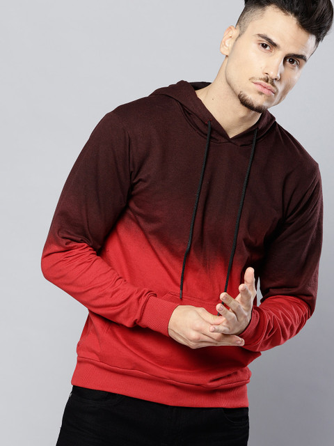 

Kook N Keech Men Brown & Red Dyed Hooded Sweatshirt, Burgundy
