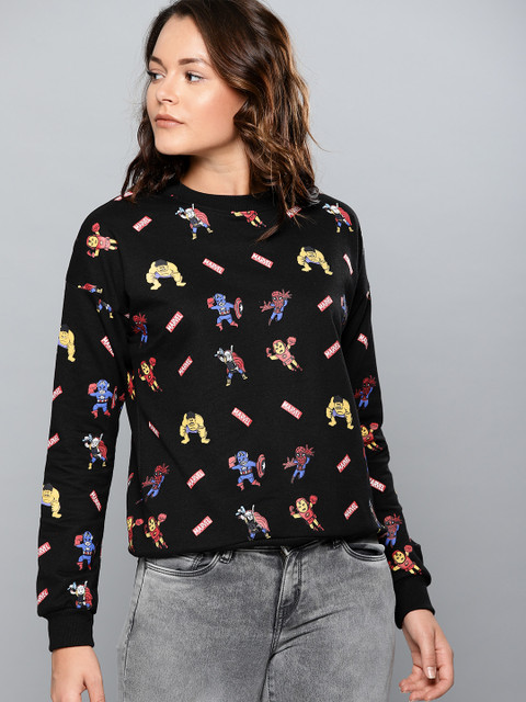 

Kook N Keech Marvel Women Black Printed Sweatshirt