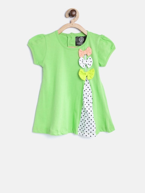 

TAMBOURINE Girls Green Solid A-Line Dress