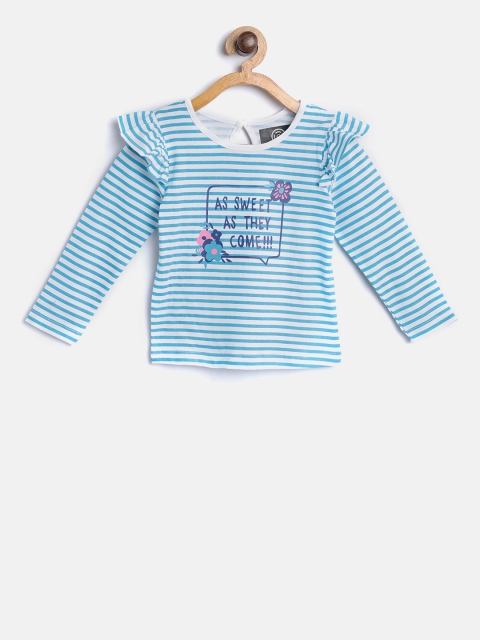 

TAMBOURINE Girls Blue & White Striped Top