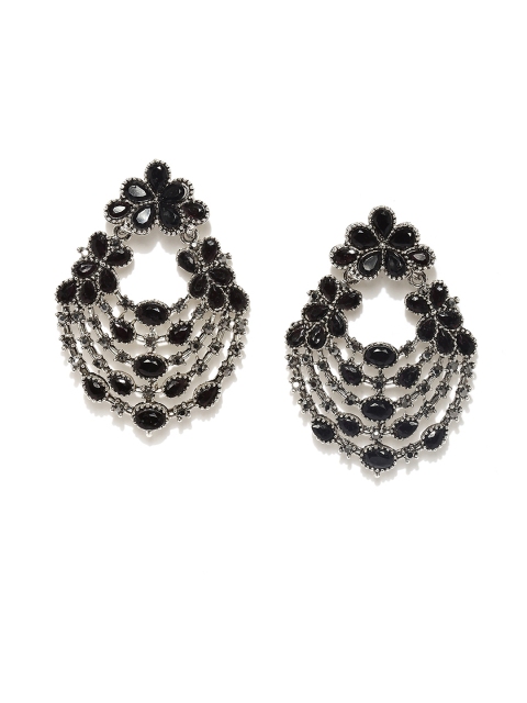 

Fida Black Classic Floral Drop Earrings