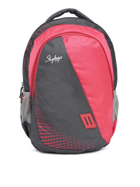 

Skybags Unisex Grey & Red Colourblocked Backpack
