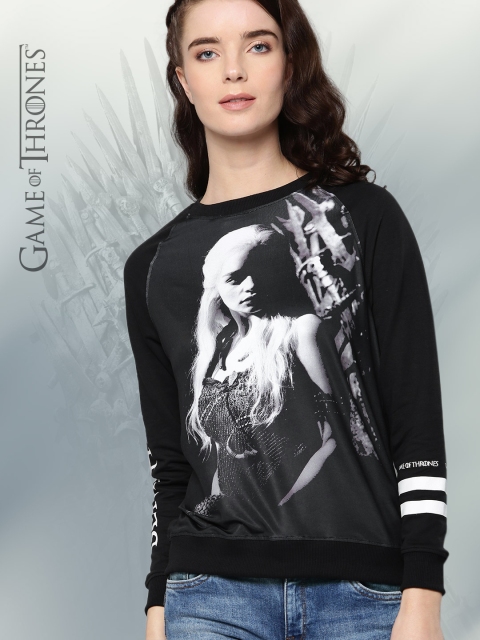 

Game of Thrones by Kook N Keech Women Black Printed Sweatshirt