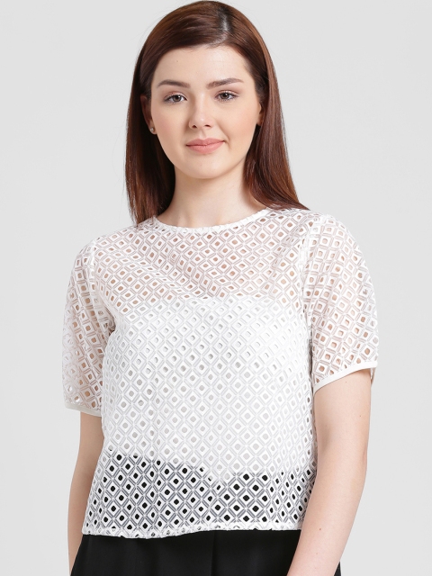 

Zink London Women White Self Design Top