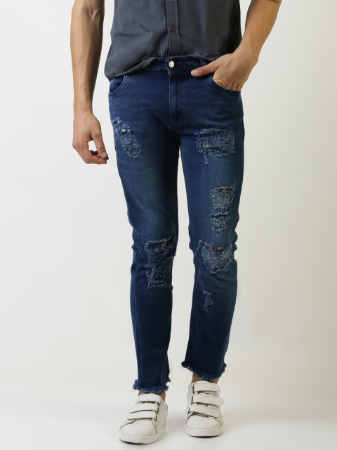 

Blue Saint Men Blue Slim Fit Mid-Rise Highly Distressed Stretchable Jeans