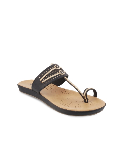 

Mochi Women Black Solid Synthetic T-Strap Flats