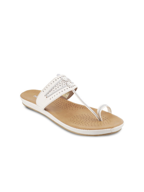 

Mochi Women White Solid Synthetic T-Strap Flats