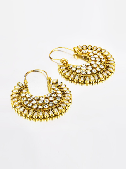 

Crunchy Fashion Gold-Toned Crescent Shaped Chandbalis