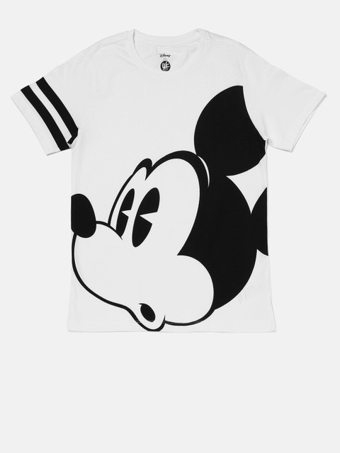 

YK Disney Boys White Printed Round Neck T-shirt