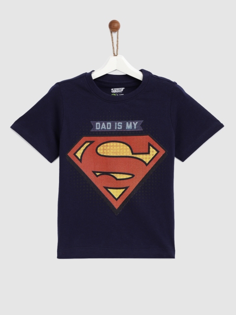 

YK Justice League Boys Navy Blue Printed Round Neck T-shirt