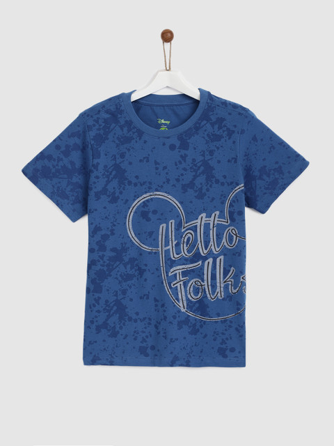 

YK Disney Boys Blue Printed Round Neck T-shirt