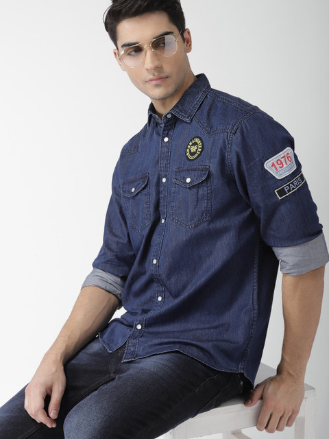 

Celio Men Blue Regular Fit Faded Casual Shirt