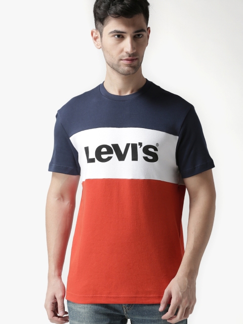 

Levis Men Orange & White Colourblocked Round Neck T-shirt