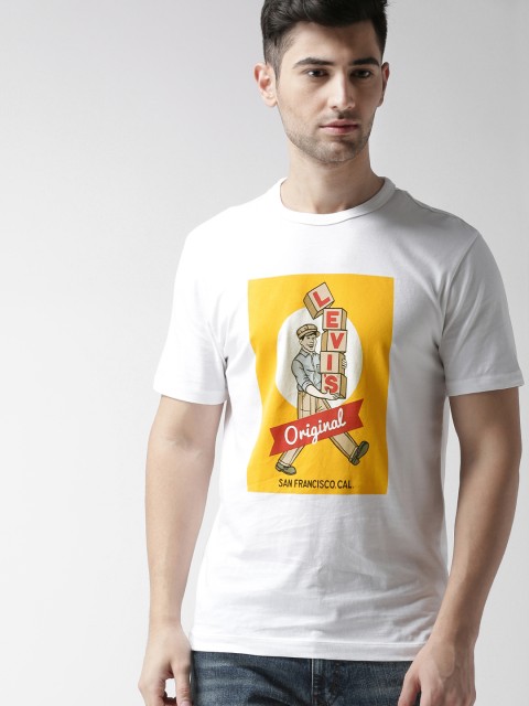 

Levis Men White Printed Round Neck T-shirt