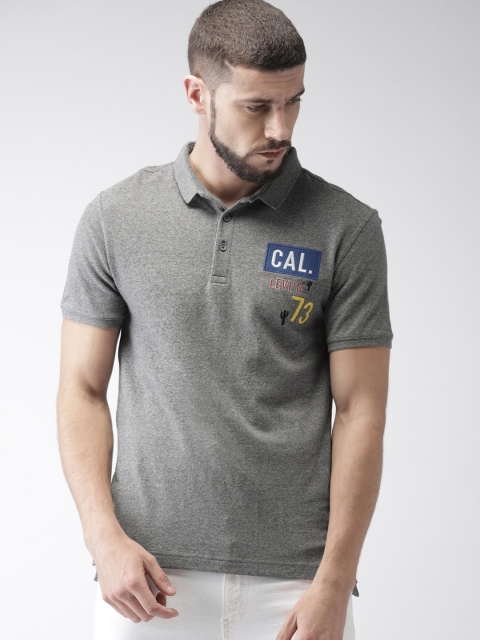 

Levis Men Grey Solid Slim Fit Polo Collar T-shirt