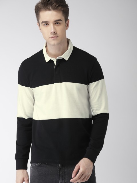 

Levis Men Black & White Colourblocked Polo Collar T-shirt