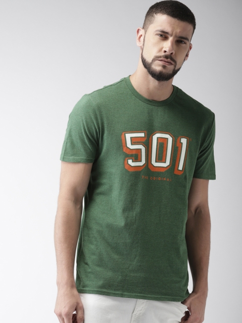 

Levis Men Green Printed Regular Fit Round Neck T-shirt