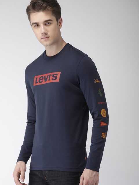 

Levis Men Navy Blue Printed Round Neck T-shirt